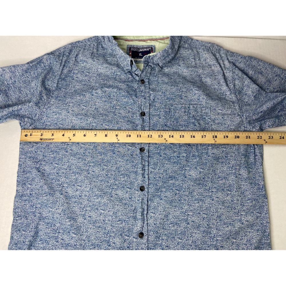 Eighth Avenue Mens XL Blue White Speckled Cotton Short‎ Sleeve Button Down Shirt - Picture 7 of 10